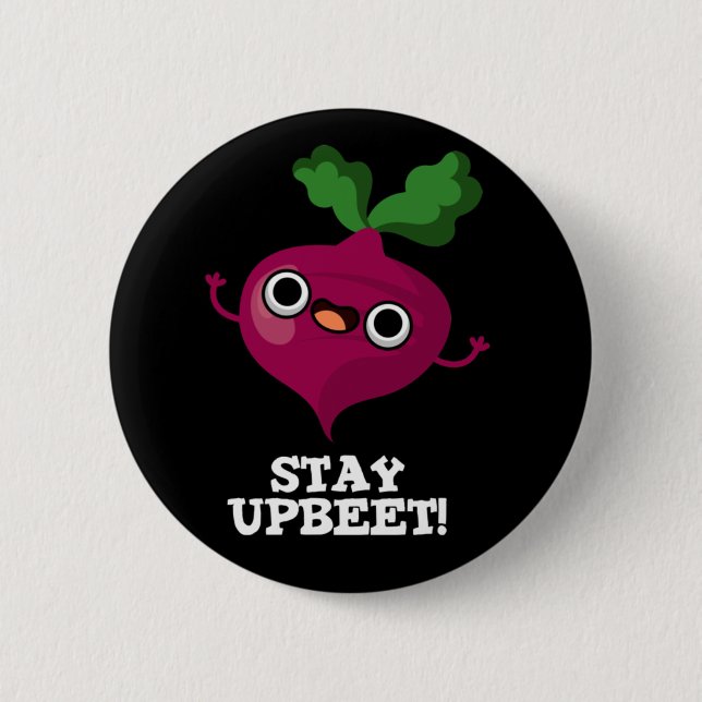 Macaron Rond 5 Cm Restez à jour Funny Veggie Beet Pun Dark BG (Devant)