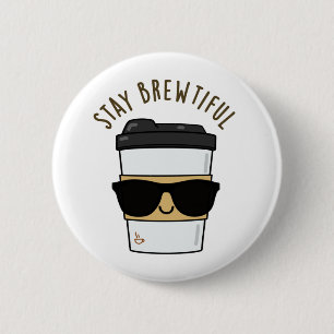 Macaron Rond 5 Cm Restez Brewtiful Funny Coffee Pun