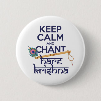 Macaron Rond 5 Cm Restez calme et Chant Hare Krishna Mantra Chanter
