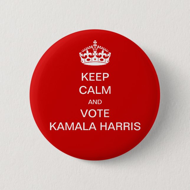 Macaron Rond 5 Cm Restez calme et votez Kamala Harris (Devant)