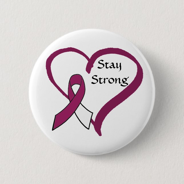 Macaron Rond 5 Cm Restez fort en Bourgogne et en blanc Sensibilisati (Devant)