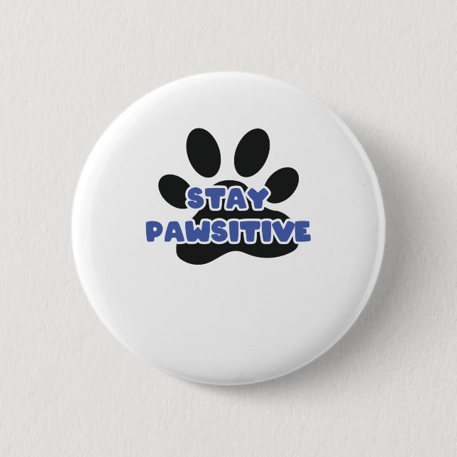 Macaron Rond 5 Cm Restez Pawsitive Funky Animal Paw (Devant)