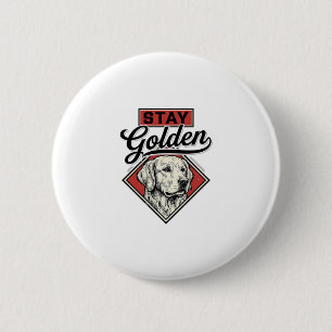 Macaron Rond 5 Cm Restez Retriever doré Vintage Chien Vector Design_