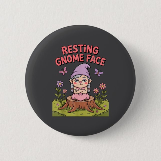 Macaron Rond 5 Cm Resting Gnome Face Cute Funny Christmas Kawaii Car (Devant)