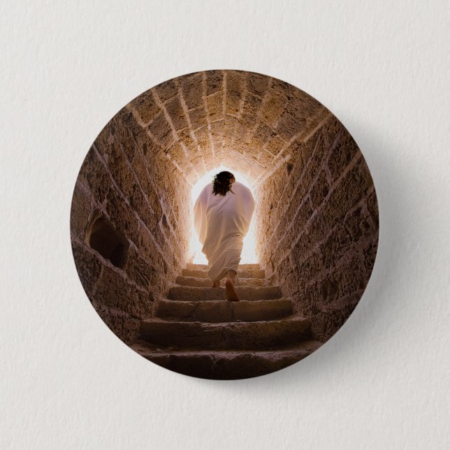 Macaron Rond 5 Cm Résurrection de Jésus Christ (Devant)