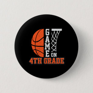 Macaron Rond 5 Cm Retour À L'École Jeu Sur Basketball De 4E Année Fu