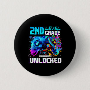 Macaron Rond 5 Cm Retour à l'école Niveau 2e année Débloqué Gamer En