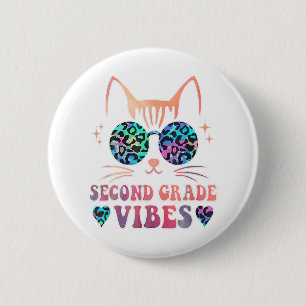 Macaron Rond 5 Cm Retour À L'École Vibes De 2E Année Leopard Ie Dye