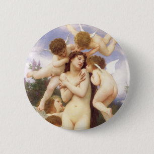 Macaron Rond 5 Cm Retour du printemps (Le Printemps) par Bouguereau