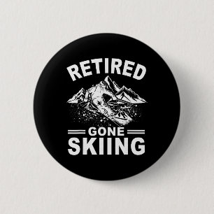 Macaron Rond 5 Cm Retraité Parti Ski Alpin Skieur Retraite 