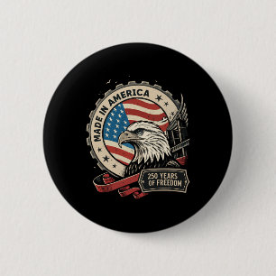 Macaron Rond 5 Cm Retro America 250e Anniversaire Grunge Us