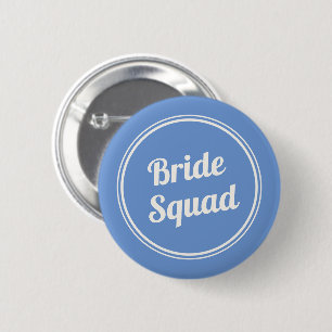 Macaron Rond 5 Cm Retro Blue Bride's Squad Bridesmaid Button