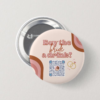 Macaron Rond 5 Cm Retro Boho Bacheloro Party Venmo QR Code Pin