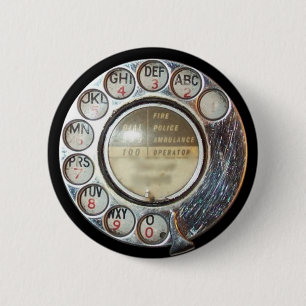 Macaron Rond 5 Cm RÉTRO bouton de CADRAN de TÉLÉPHONE
