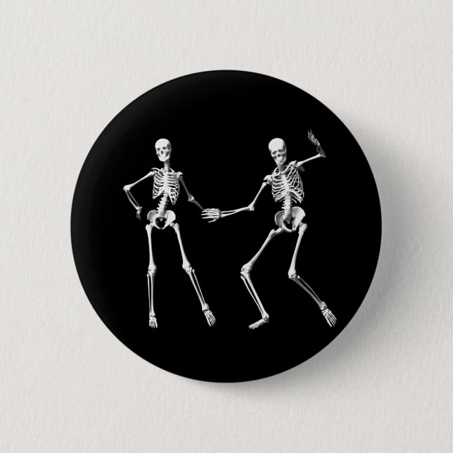 Macaron Rond 5 Cm Rétro bouton de danse de squelettes (Devant)
