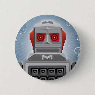 Macaron Rond 5 Cm Rétro bouton de robot