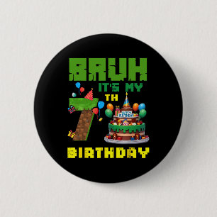 Macaron Rond 5 Cm Rétro Bruh C'est Mon Anniversaire 7 Ans Gâteau Pix