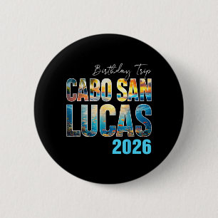 Macaron Rond 5 Cm Retro Cabo San Lucas 2026 Voyage d'anniversaire Fa