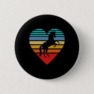 Macaron Rond 5 Cm Retro Cheval Coeur Amour animal