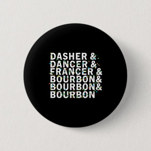 Macaron Rond 5 Cm Rétro Dasher Danseur Prancer Bourbon Noël Amusant