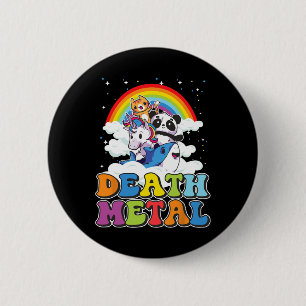 Macaron Rond 5 Cm Retro Death Metal Chat Rainbow Unicorn Funny Lourd