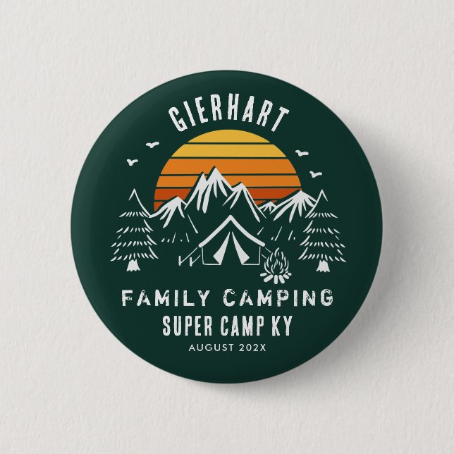 Macaron Rond 5 Cm Retro Famille Camping vacances sur mesure (Devant)