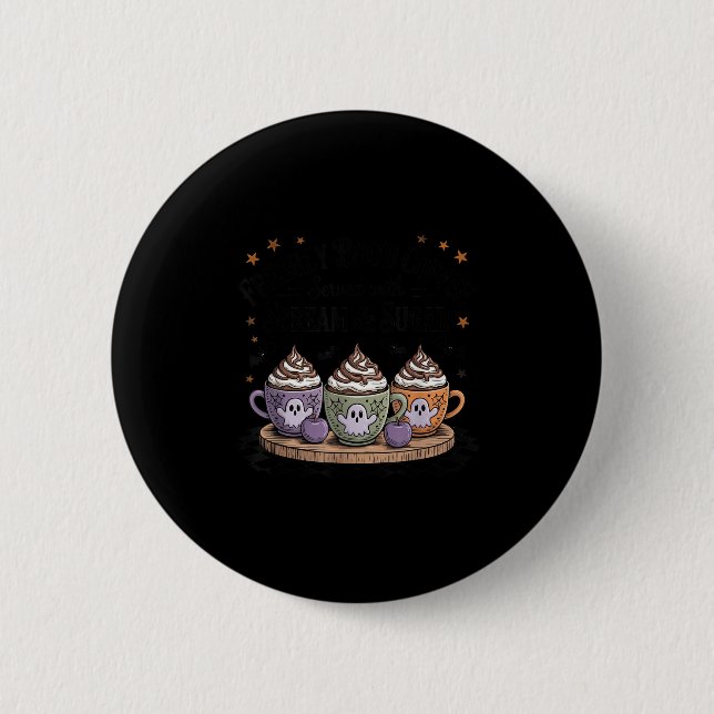 Macaron Rond 5 Cm Retro Freshly Boo'd Coffee Lovers Boujee Ghost Hal (Devant)