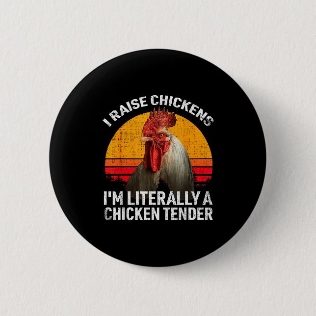 Macaron Rond 5 Cm Retro Funny Chicken Lover Gift – I Raise Chickens  (Devant)