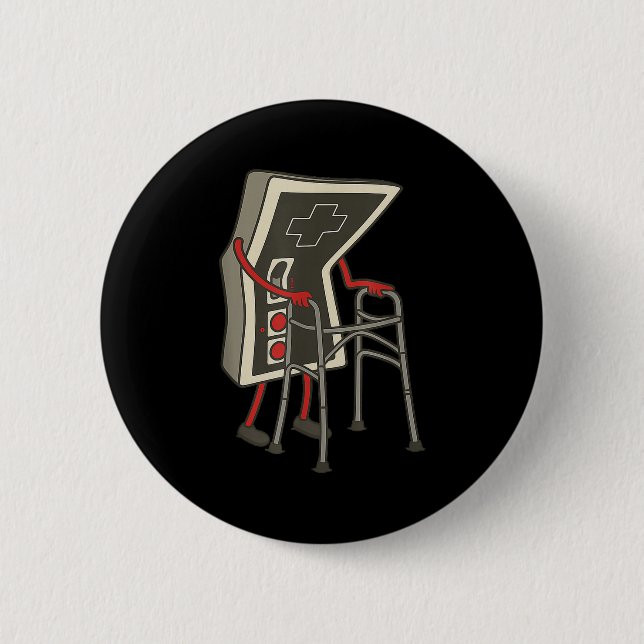 Macaron Rond 5 Cm Retro Gaming Controller Old Gamer With Walker Funn (Devant)