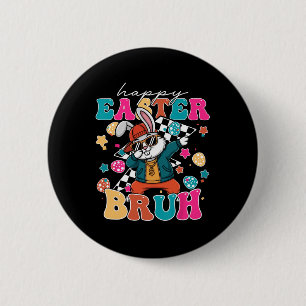 Macaron Rond 5 Cm Retro Happy Pâques Bruh mignonette lapin Dabbing