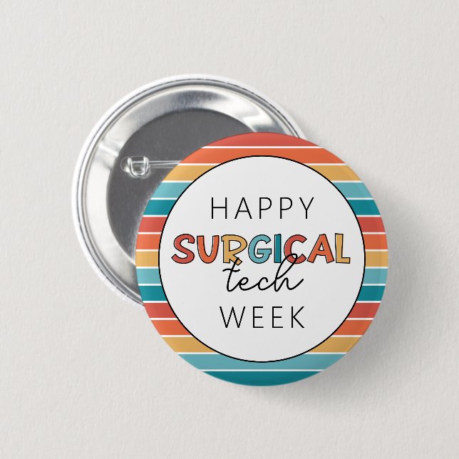 Macaron Rond 5 Cm Retro Happy Surgy Tech Week (Devant & derrière)