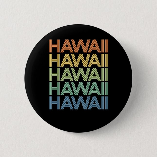 Macaron Rond 5 Cm Retro Hawaii - Cadeau de vacances d'été Cool (Devant)