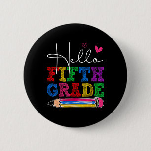 Macaron Rond 5 Cm Retro Hello 5e année premier jour d'école garçons
