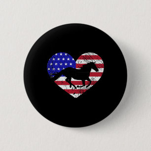 Macaron Rond 5 Cm Retro Horse American Flag Heart 4 juillet Usa Pa