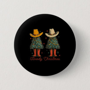 Macaron Rond 5 Cm Retro Howdy Noël Cowboy sapin de Noël Wester
