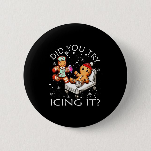 Macaron Rond 5 Cm Retro Icu Nurse Christmas Gingerbread Did You Try  (Devant)