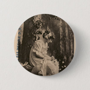 Macaron Rond 5 Cm Rétro jeune femme vintage de Française de femmes