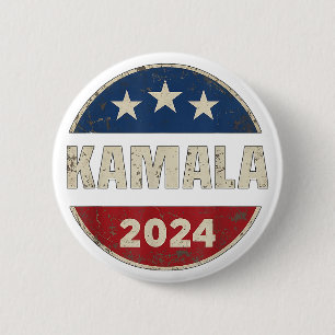 Macaron Rond 5 Cm Rétro Kamala-Harris Élection Présidentielle 2024