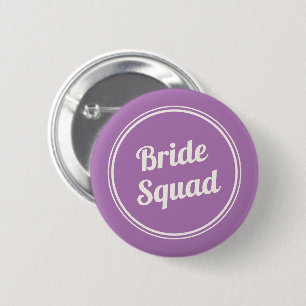 Macaron Rond 5 Cm Retro Lavender Bride's Squad Bridesmaid Button
