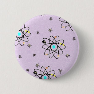 Macaron Rond 5 Cm Retro les années 50 Atomic Print Lavender Vêtement