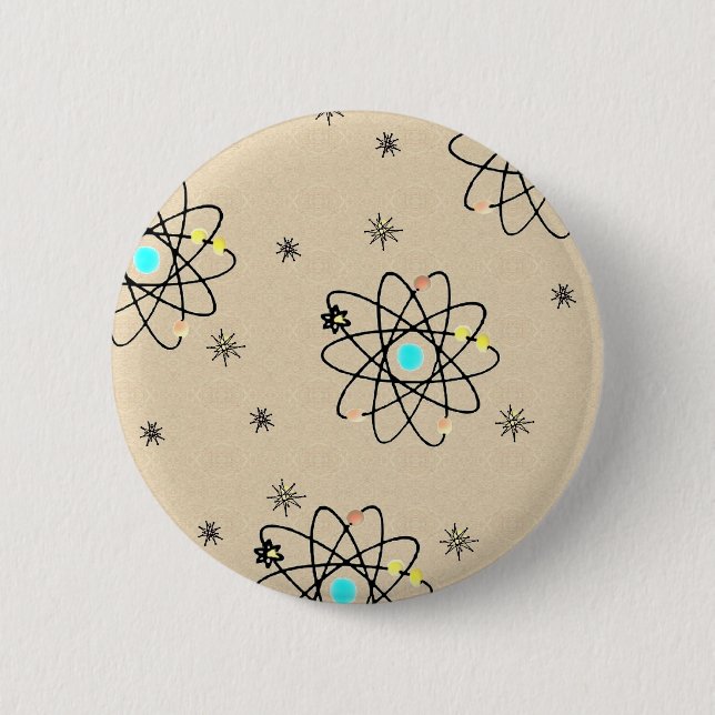 Macaron Rond 5 Cm Retro les années 50 Imprimé Atomique Vêtements et  (Devant)