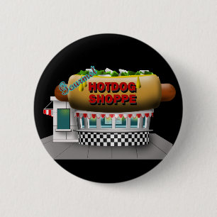 Macaron Rond 5 Cm Rétro magasin de hot-dog