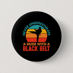 Macaron Rond 5 Cm Retro Martial Arts Black Belt Karaté