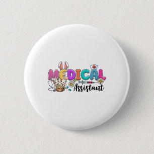 Macaron Rond 5 Cm Retro Médicale Squad Bunny Nurse Coupe de Pâques