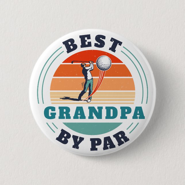 Macaron Rond 5 Cm Retro Meilleur Grand-Père Par Par Parfait Golf (Devant)