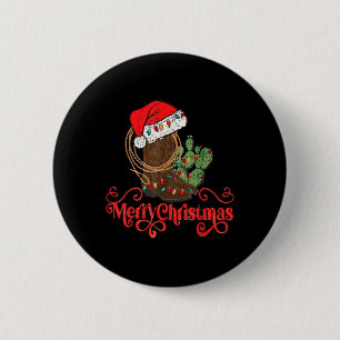 Macaron Rond 5 Cm Retro Merry Xmas Santa Hat Cowboy Botte Western Ch