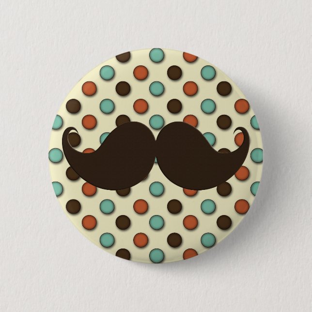 Macaron Rond 5 Cm Rétro moustache de guidon sur le motif génial (Devant)