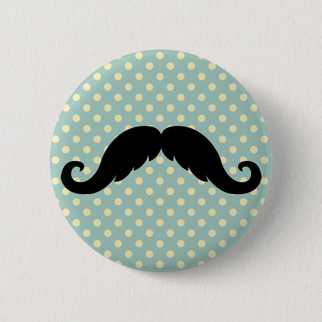 Macaron Rond 5 Cm Rétro moustache noire de moustache de guidon (Devant)