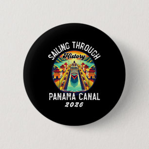 Macaron Rond 5 Cm Rétro Panama C Voie navigable de Panama Voile Croi