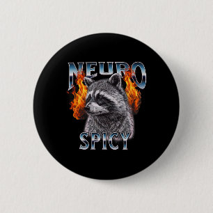Macaron Rond 5 Cm Retro Raccoon Neuro Épic Neurotypique Neurodivers